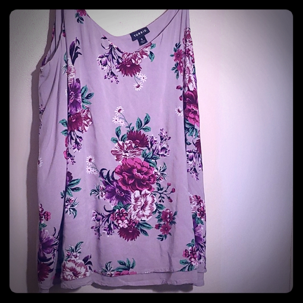 Double layer chiffon flower print Cami